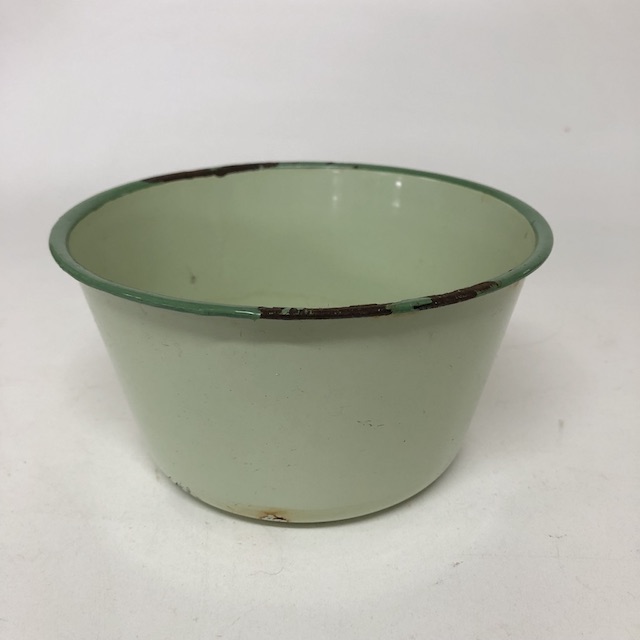 BOWL, Enamel Green w Blue Rim - Small